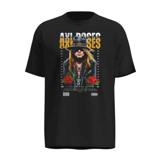 Playera Axl Rose Negra – Estilo Mugshot Vintage con Rosas
