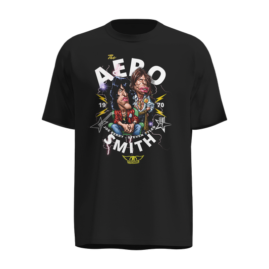 Playera Aerosmith Negra – Joe Perry y Steven Tyler en Diseño Caricaturesco