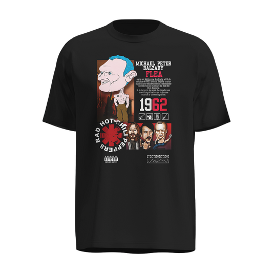 Playera Red Hot Chili Peppers Negra – Flea en Diseño Caricaturesco Estilo Vintage