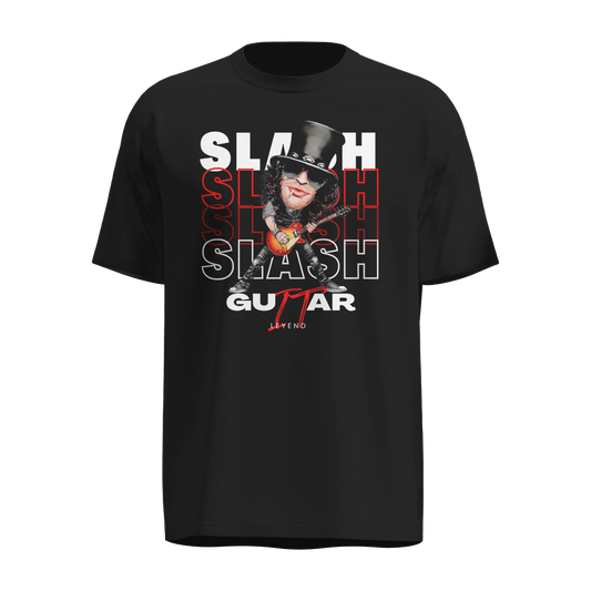 Playera Slash Negra – Caricatura de Guitarrista con Sombrero y Guitarra