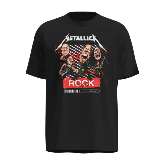Playera Metallica Negra – Estilo Vintage Rock con Diseño Caricaturesco
