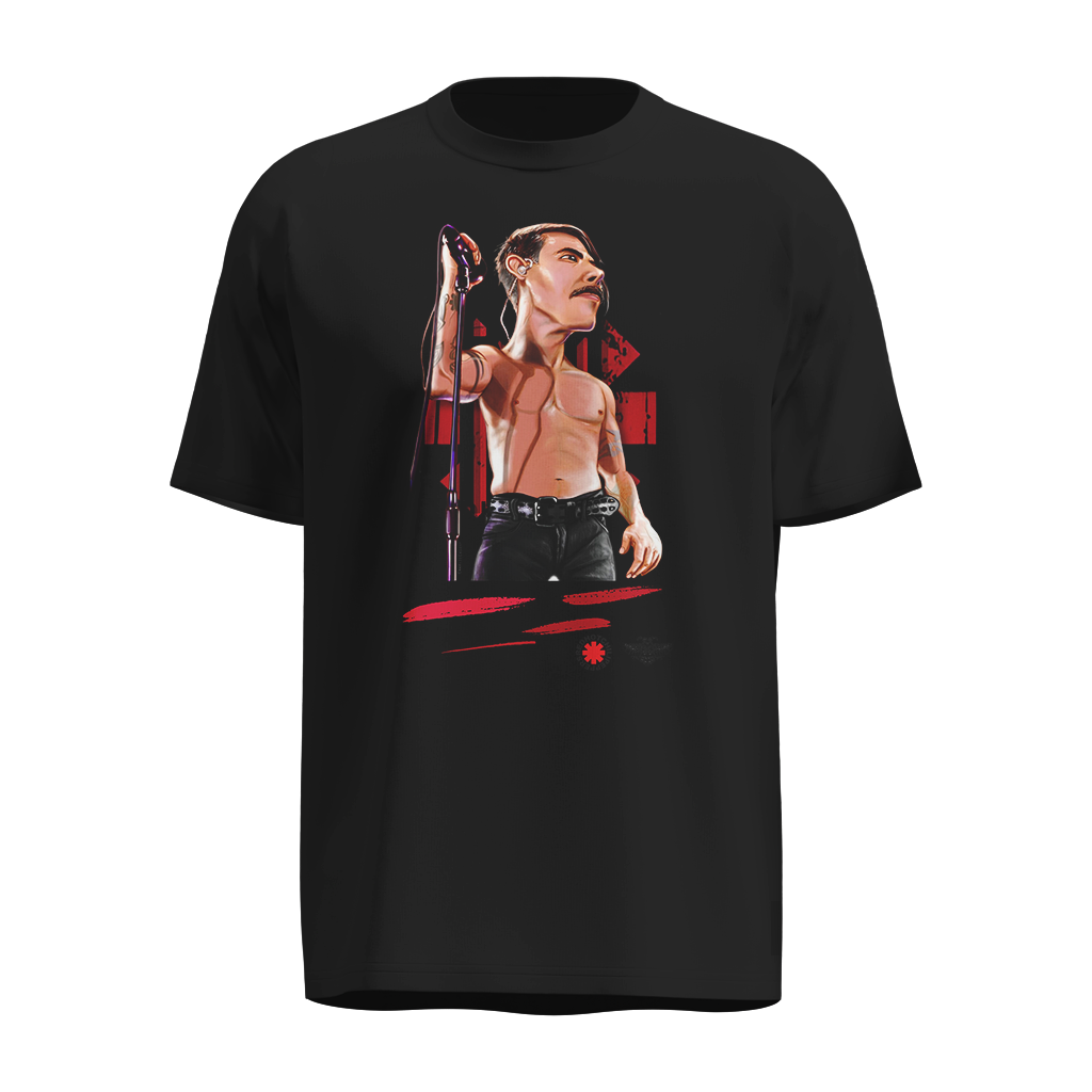 Playera Freddy Mercury Negra – Estilo Vintage con Diseño Caricaturesco en Vivo